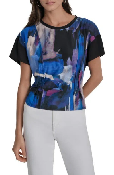 Dkny Chiffon Sleeve Knit Top In Blue