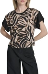 Dkny Chiffon Sleeve Knit Top In Multi