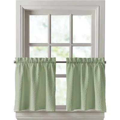 Dkny Chrysanthemum Set Of 2 Floral Tier Curtains In Sage