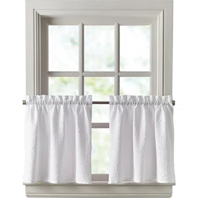 Dkny Chrysanthemum Set Of 2 Floral Tier Curtains In White