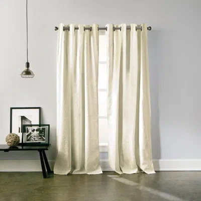 Dkny Chrysanthemum Solid Color Grommet Curtain Panel In Ivory