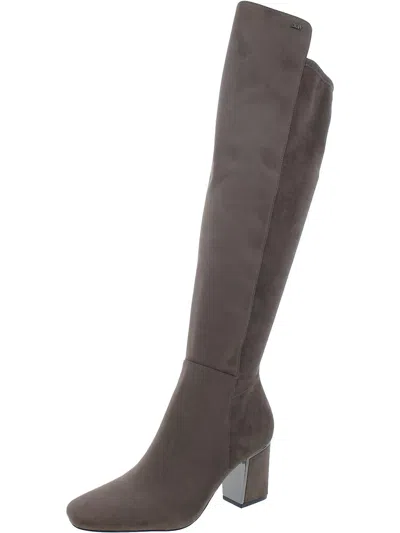 Dkny Cilli Womens Faux Suede Over-the-knee Boots In Grey