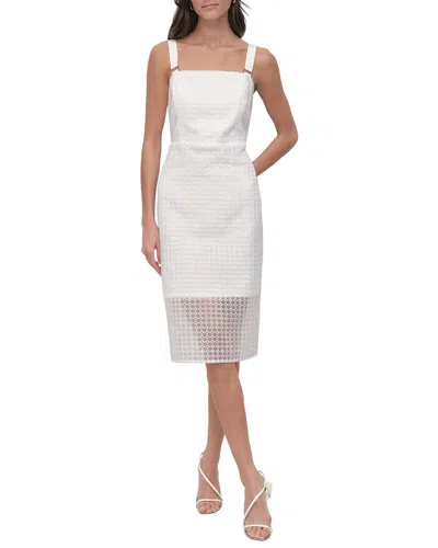 Dkny Circle Organza Eyelet Midi Dress In White