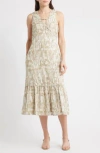 Dkny City Burnout Sleeveless Ruffle Hem Midi Dress