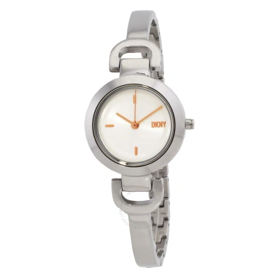 Dkny City Link Quartz White Dial Ladies Watch And Top Rings Set Ny6640set In Gold Tone / Rose / Rose Gold Tone / White