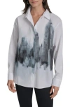 Dkny City Skyline Cotton Button-up Shirt In White