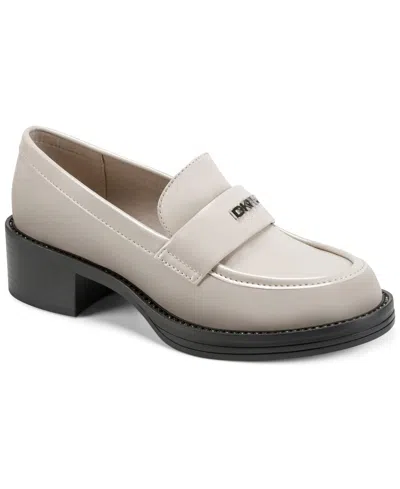 Dkny Civelli Heeled Round Toe Slip-on Loafers In Black