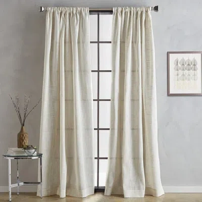 Dkny Classic Linen Poletop Lined Natural Curtain Panel Pair (set Of 2) In White