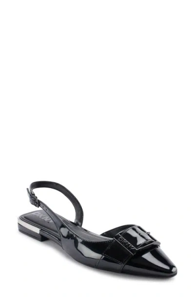 Dkny Clemma Pointed Toe Slingback Flat In Black