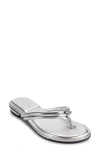 Dkny Womens Logo Manmade Thong Sandals In Silver