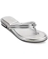 Dkny Womens Logo Manmade Thong Sandals In Silver