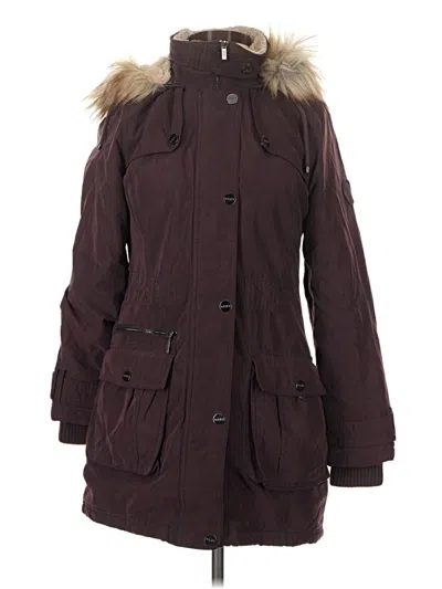 Pre-owned Dkny Coat In Burgundy