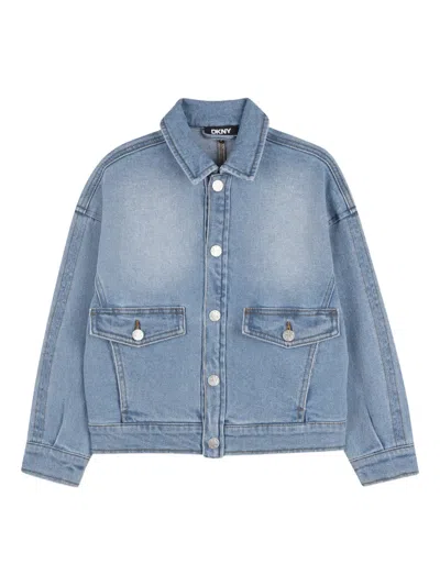 Dkny Kids' Collared Denim Jacket In Blue