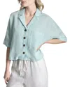 Dkny Collared Linen Blouse In Blue