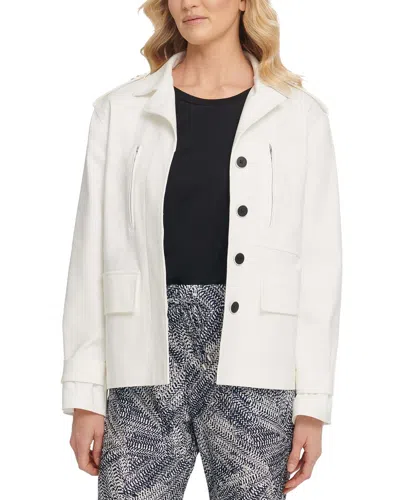 Dkny Collared Utility Jacket In White