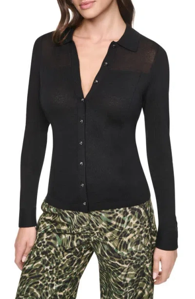Dkny Colorblock Cotton Cardigan In Black