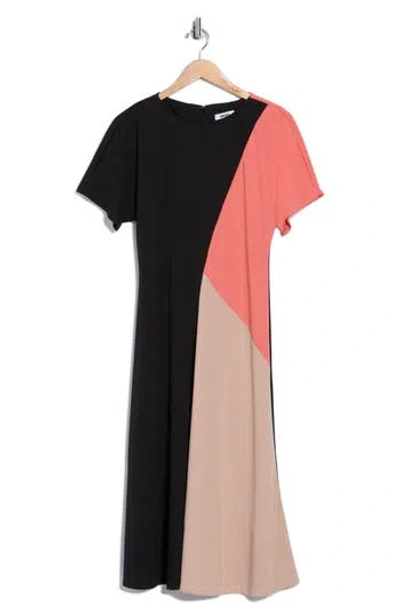 Dkny Colorblock Short Sleeve Midi Dress In Multi