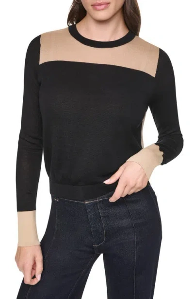 Dkny Colorblock Sweater In Black