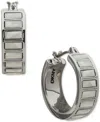 Dkny Colored Stone Baguette Small Huggie Hoop Earrings, 0.63" In Silver