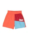 Dkny Colour-block Logo-print Swim Shorts In Orange