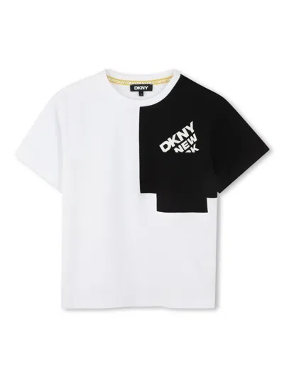 Dkny Kids' Colour-block T-shirt In White