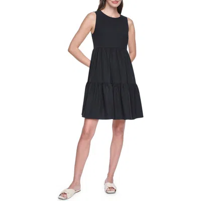Dkny Commuter Sleeveless Swing Minidress In Black
