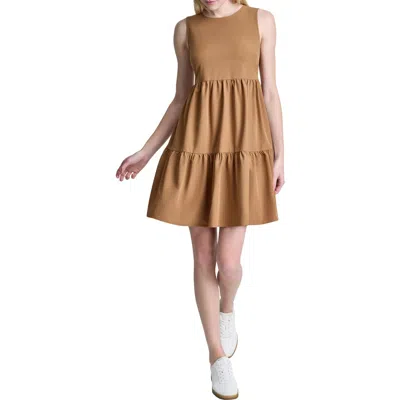 Dkny Commuter Sleeveless Swing Minidress In Brown