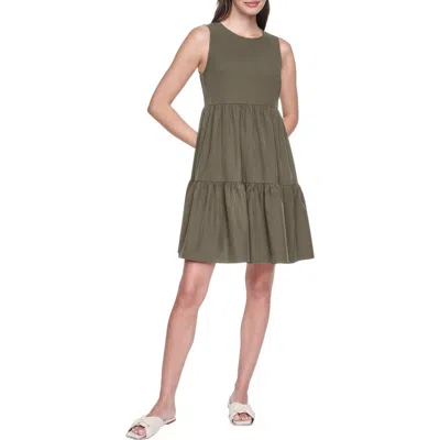 Dkny Commuter Sleeveless Swing Minidress In Green