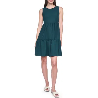 Dkny Commuter Sleeveless Swing Minidress In Malachite