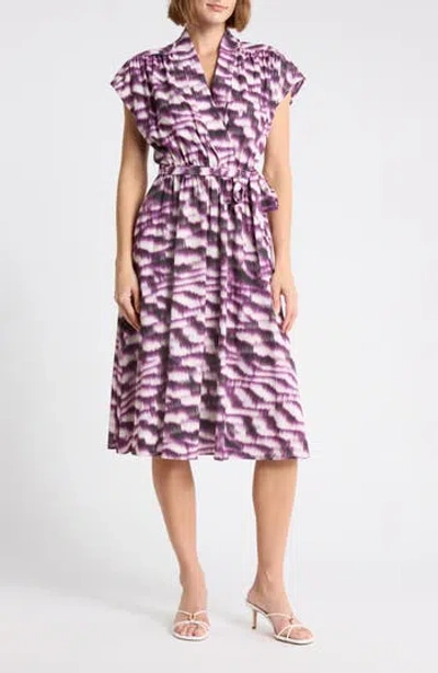 Dkny Faux Wrap Midi Dress In Purple