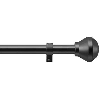 Dkny Conrad Adjustable Curtain Rod & Finial Set In Black