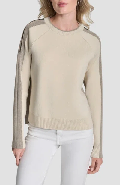 Dkny Contrast Crewneck Sweater In Neutral