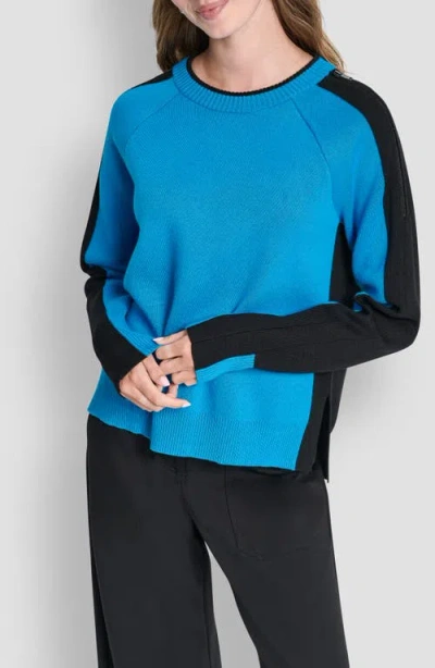 Dkny Contrast Crewneck Sweater In Blue
