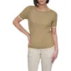 Dkny Contrast Layered Short Sleeve Sweater In Brown