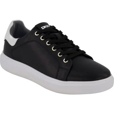 Dkny Contrast Perforation Low Top Sneaker In Black
