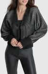 Dkny Womens Ribbed Knit Cardigan Sweater In Black/ Ivory