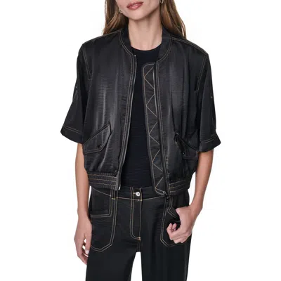 Dkny Contrast Stitch Bomber Jacket In Black