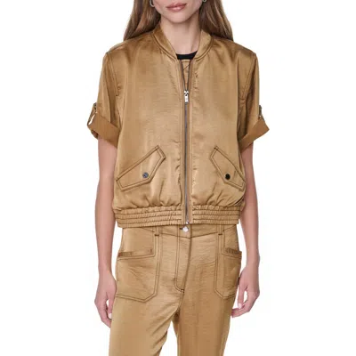 Dkny Contrast Stitch Bomber Jacket In Brown
