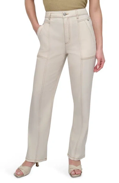 Dkny Contrast Stitch Ecru Jeans In Neutral