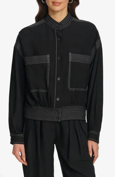 Dkny Contrast Stitch Jacket In Black