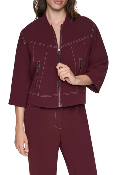 Dkny Contrast Stitch Jacket In Red