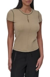 Dkny Contrast Stitch Rib Knit T-shirt
