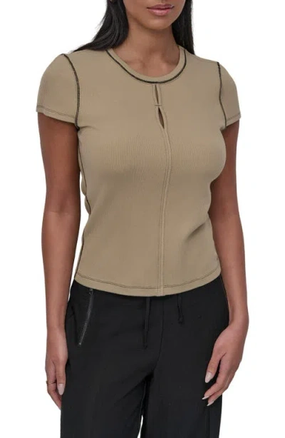 Dkny Contrast Stitch Rib Knit T-shirt