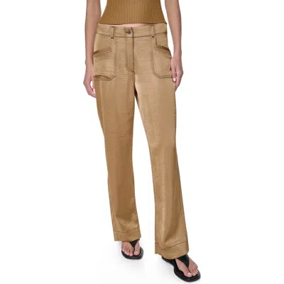 Dkny Contrast Stitch Straight Leg Pants In Brown