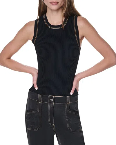 Dkny Contrast Stitch Sweater In Black