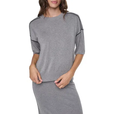 Dkny Contrast Trim Short Sleeve Sweater In Multi
