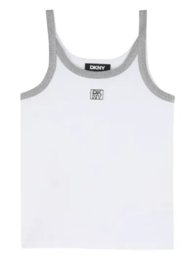 Dkny Kids' Contrast-trim Tank Top In White