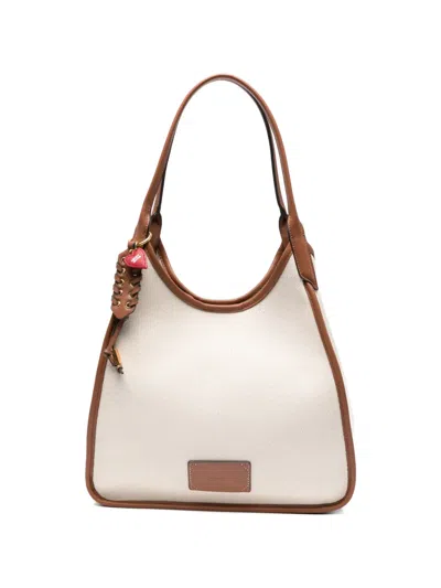 Dkny Contrast-trim Logo-patch Tote Bag In Blue