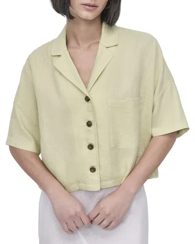 Dkny Convertible Collar Linen Shirt In Yellow