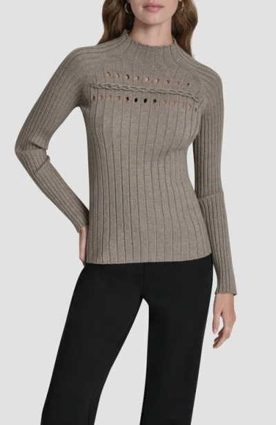 Dkny Cord Detail Rib Sweater In Brown